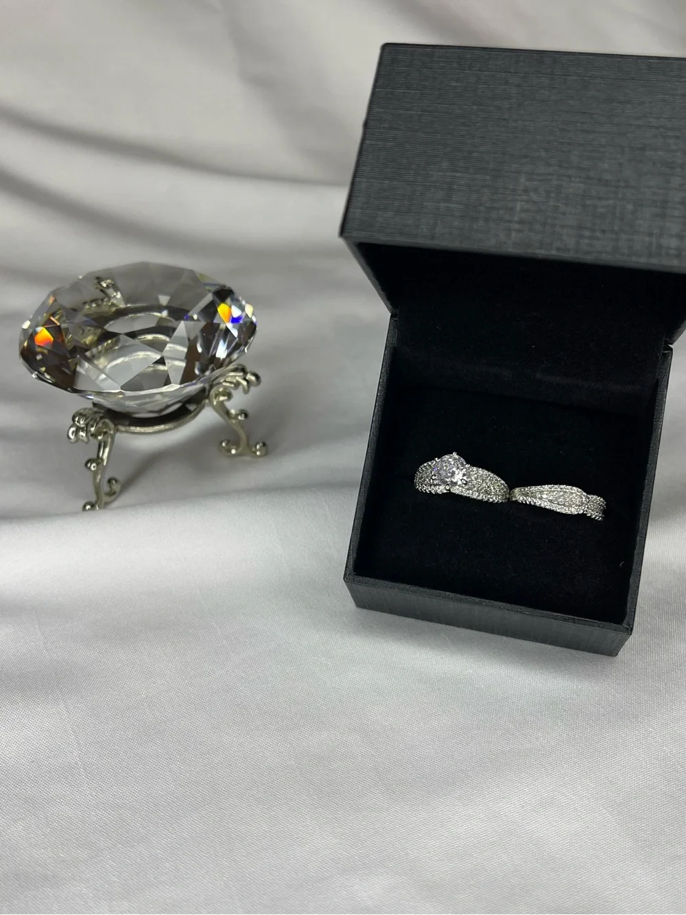 S925 Sterling Silver CZ  Infinity Bridal Ring Set | Sz 6